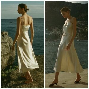 DÔEN Donetta Magnolia Midi Dress Ivory Slip Minimalist Romantic Size 8 NWT